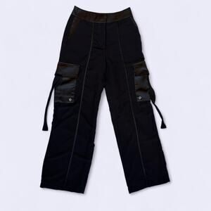 Black cargo pants with adjustable